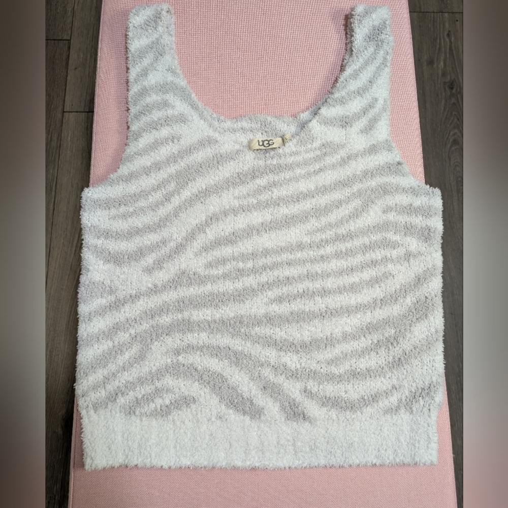 UGG Gray and White Fuzzy Tank Top